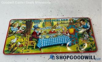 Alice in Wonderland England Mad Hatter Tea Party Large Rectangle Paint Tin Box