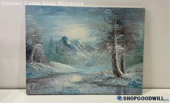 12x16" Paul Weston Signed Stretched Canvas Winter Landscape Painting