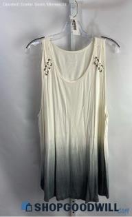 Torrid Women's White/Gray Ombre Braided Shoulder Detail Tank Top - Sz 3