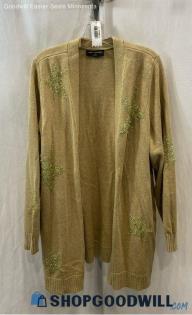 Lane Bryant Women's Beige/Gold Foil Star Patterned Open Cardigan - Sz 18