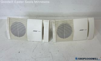 Bose Pair Of White Bookshelf Speakers Home Audio Mount Model 100 Tested Works