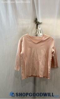 L.L. Bean Women's Light Pink V-Neck Long Sleeve Shirt - Sz M