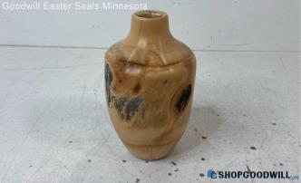 Spinning Aspen Wood Vase w/Glass Tube Insert