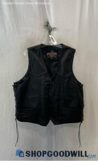 Arizona Biker Leathers Men's Black Leather Moto Snap Button Vest - Sz 3XL