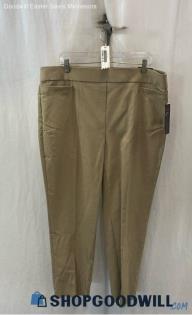 NWT Briggs Women's Tan Pleated Pull-On Tech Dress Pants - Sz 18S