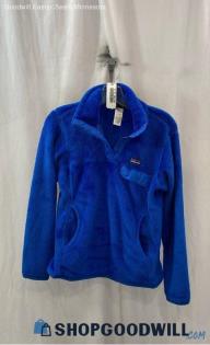 Patagonia Women's Royal Blue Plush Henley Sweatshirt - Sz S