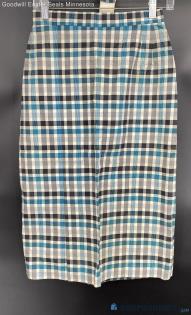 Women's Blue/Green Plaid Pencil skirt - NEEDS REPAIR