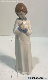 Nadal Figurine Girl Woman Holding Flower W/ Dress Statue Decor