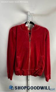 Michael Kors Women's Red Velvet Zip Up Hoodie - Sz L