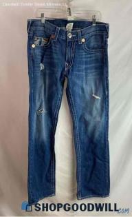 True Religion Men's Dark Blue Washed Straight Jeans - Sz 34