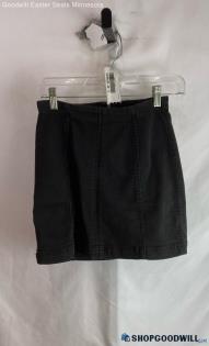 Free People Women's Weathered Black Denim Back Zip A-Line Skirt - Sz 0