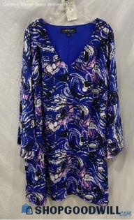 Lane Bryant Women's Blue/Purple Floral Print Blouse - Sz 16