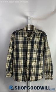 Carhartt Men's Beige/Gray Plaid Original Fit Flannel Shirt - Sz M