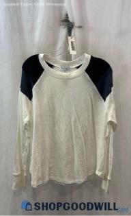 NWT Evereve Women's White/Black Color Block Long Sleeve Shirt - Sz XL