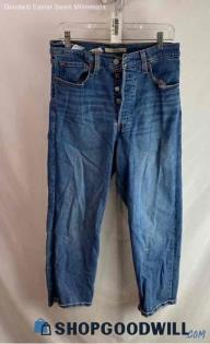 Levi's Women's Blue Medium Washed Button Fly Ribcage Straight Ankle Jeans Sz 30