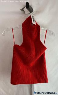 Zara Women's Red Knit Halter Top Tank Top - Sz M