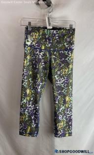 Lululemon Women's Purple/Green Patterned Cropped Leggings - Sz 6