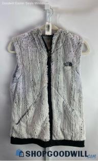 The North Face Women's Gray Faux Fur Zip Up Vest - Sz M