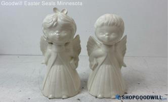 2pc Cream White Angel Figurines