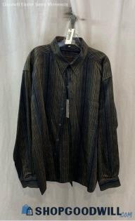 NWT Giorgio Daniel Men's Gray/Black Shimmer Striped Button Down - Sz XS