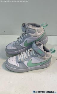 Nike Girls Court Borough Mid 2 Pure Platinum Mint Foam Sneaker Athletic Shoe 6