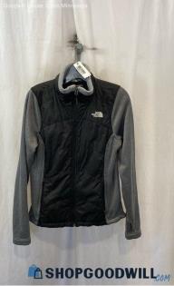 The North Face Womens Black/Gray Lightweight Puffer Panel Sweatshirt Jacket Sz M