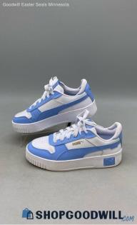 Puma Women's Carina Street White/Blue Leather Sneakers Sz 8.5