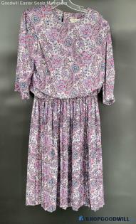 M.C.S. Ltd New York Women's Polyester Purple Paisley dress - Sz 14