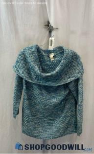 Chico's Women's Light blue Cowl Neck Sequin Embellished Sweater - Sz M