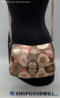 Coach Snaphead Soho Pink/Brown Sateen Crossbody Handbag/Purse