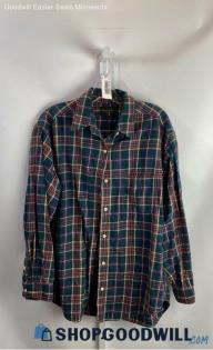 Abercrombie Men's VTG Green/Red Plaid Button Up Flannel - Sz L