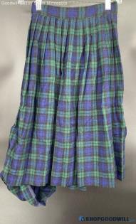 Junior Tartan Plaid Blue/Green Long Skirt