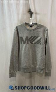 Michael Kors Men's Light Gray Logo Graphic Fleece Lined Sweatshirt - Sz M