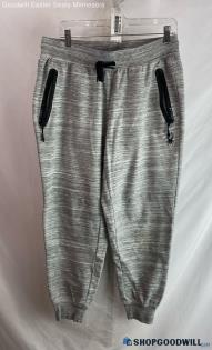 Spyder Men's Heathered Gray/White Striped Zipper Pocket Ankle Sweat Joggers sz L