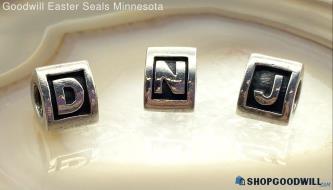 .925 PANDORA ALE Alphabet Letter Block Charms (3) 10.68g