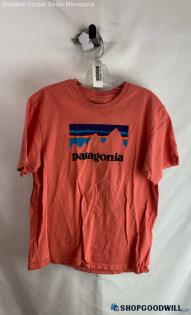 Patagonia Women's Coral Pink Logo Graphic T-shirt - Sz M