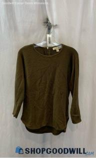 Michael Kors Women's Army Green Back Zip Sweater - Sz S