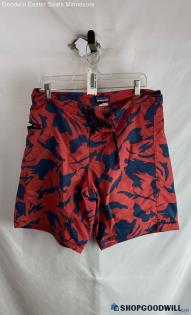 Patagonia Men's Red/Blue Patterned Pull On Lace Drawstring Swim Trunks - Sz 34