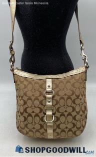 Coach Chelsea Signature Khaki/Gold Jacquard Canvas Hobo Bag/Crossbody Handbag