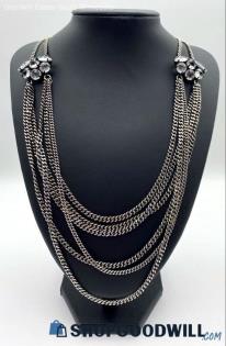 LULU FROST Silver-Tone Multi Strand and Crystal Necklace