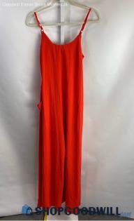 Athleta Women's Red Tie Belt Wide-Leg Windbreaker Tech Jumpsuit - Sz 4