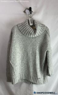 Michael Kors Women's Heathered Light Gray Oversized Knit Turtleneck Sweater Sz L