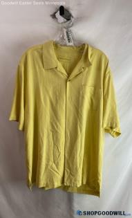 Tommy Bahama Men's Yellow Silk Tropical Embroidered Button Up Shirt - Sz XL