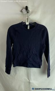 Lululemon Women's Navy Blue Pocketed Crewneck Sweatshirt - Sz 2