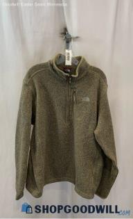 The North Face Men's Taupe Heathered Fleece 1/4 Zip Sweatshirt - Sz XL