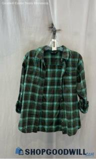 The North Face Women's Green Plaid Lightweight Flannel Shirt - Sz S