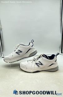 New Balance Men's 608 V5 White/Navy Blue Leather Sneakers Sz 9.5