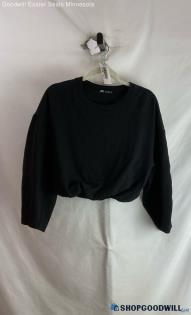 Zara Women's Black Cropped Sweatshirt - Sz S