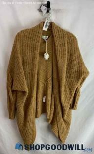 NWT Lucky Brand Women's Beige Loose Fuzzy Knit Dolman Sleeve Open Cardigan Sz XL