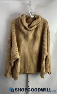 Free People Women's Tan Cowl Neck Knit Sweater - Sz M